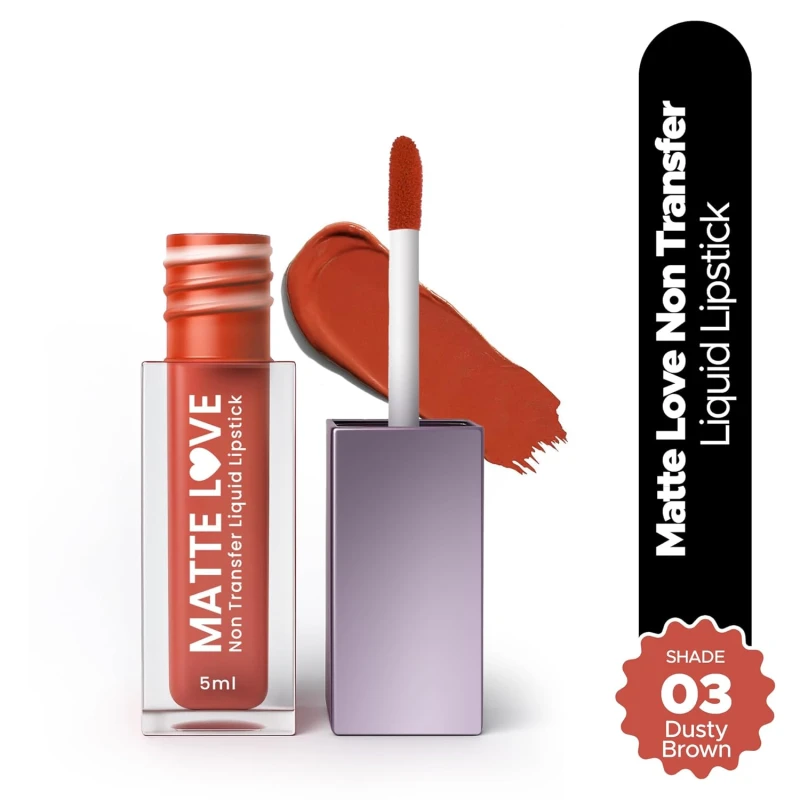 Hilary Rhoda Matte Love Non Transfer Liquid Lipstick | Lightweight & Matte Finish | Waterproof Lipstick for Women | Long Lasting & Non-Drying Lipstick | 5ml (Dusty Brown - Shade 03) thumbnail 2